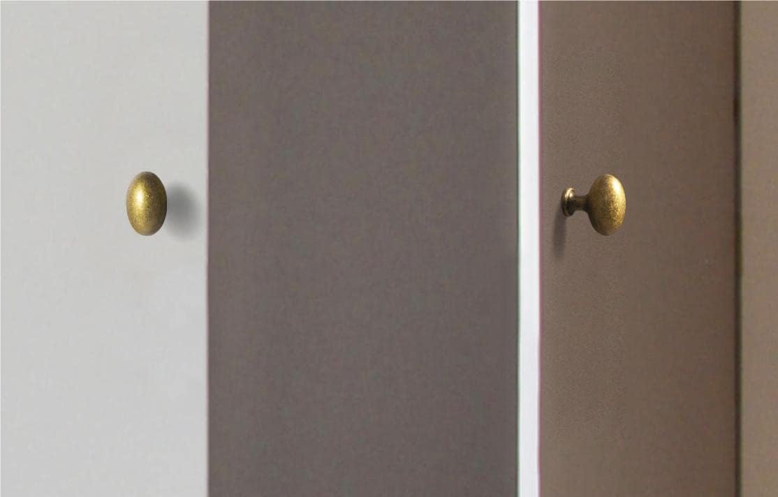 5 PCS Goo-Ki 1.2Inch(36MM) Oval Antique Brass Cabinet Knobs, Zinc Alloy for Drawer Knobs for Dresser Cupboard Wardrobe